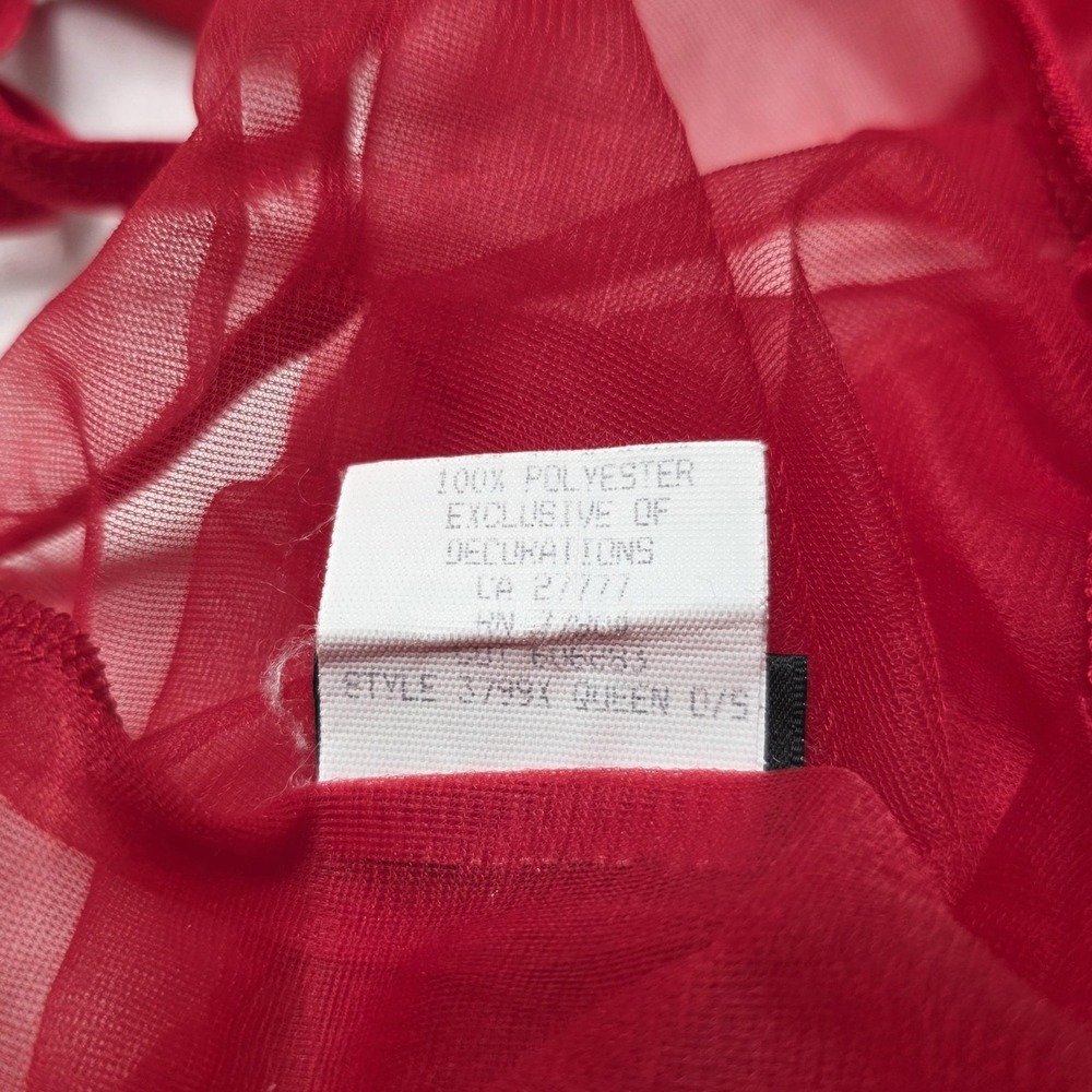 Vtg Dreamgirl Lingerie Babydoll Gown Queen O/S Red Sheer Mesh Bow Strappy Plus - Picture 7 of 11